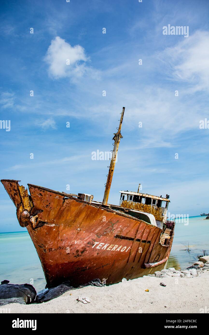 Shipwreck Tarawa Kiribati Betio Stock Photo