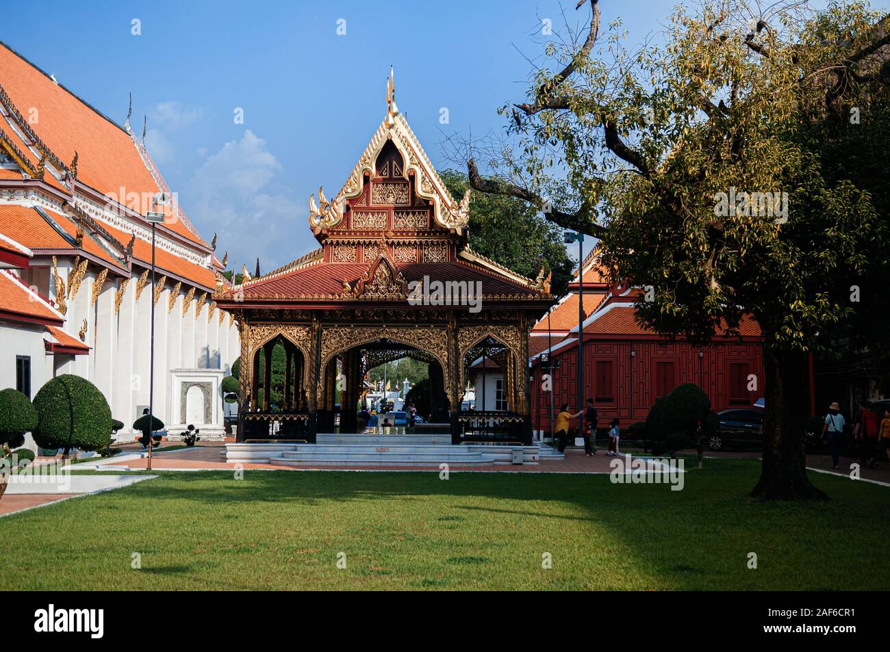 OCT 24, 2019 Bangkok, Thailand - Bangkok National Museum near Sanam Luang and Grand Palace with old Golden Thai Pavillion of front palace. Stock Photo