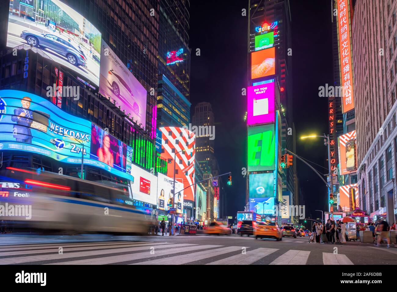Time Square at night, Manhattan, New York Stock Photo