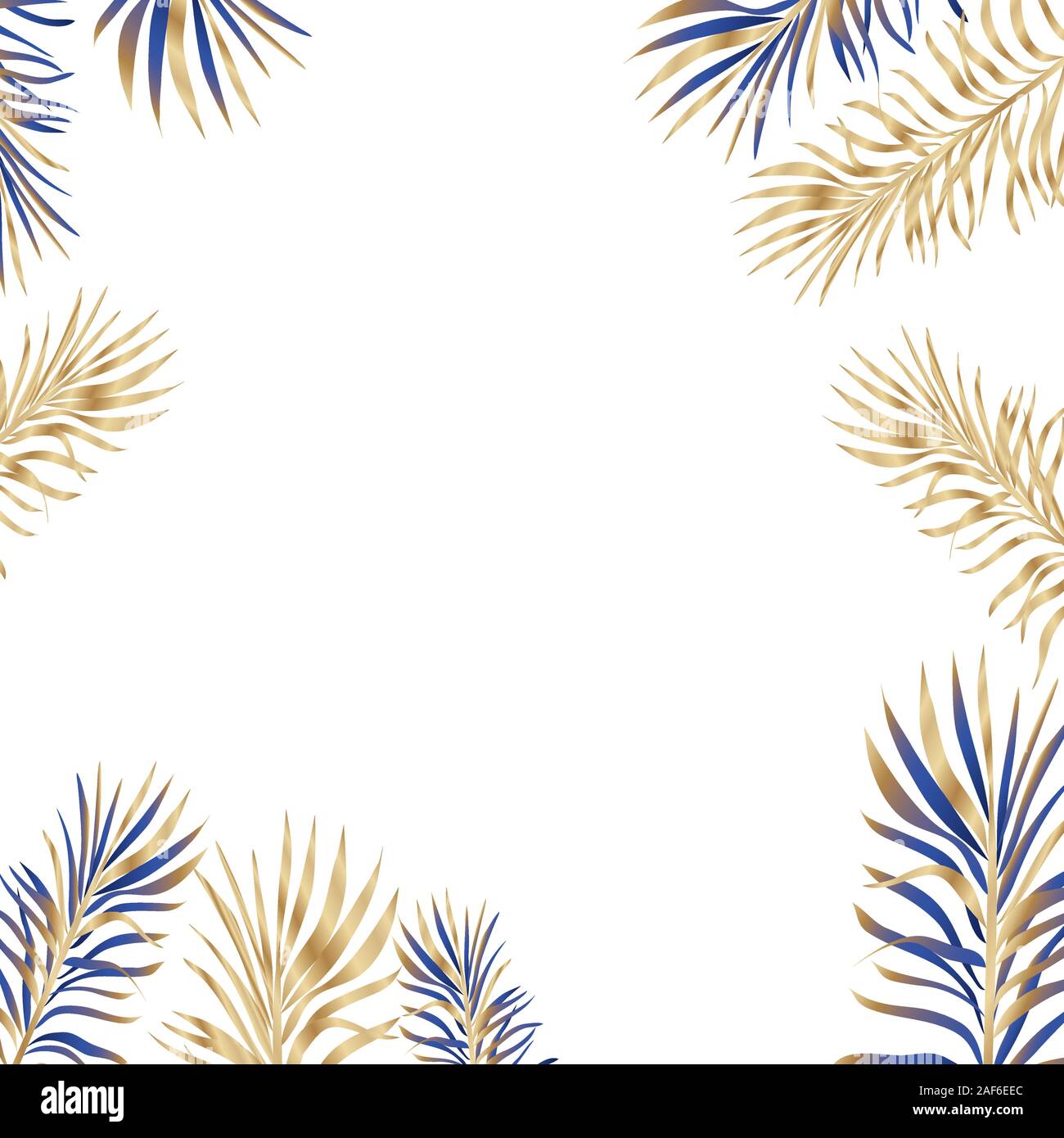 Isolated tropical blue and gold leaves vector design Stock Vector Image ...