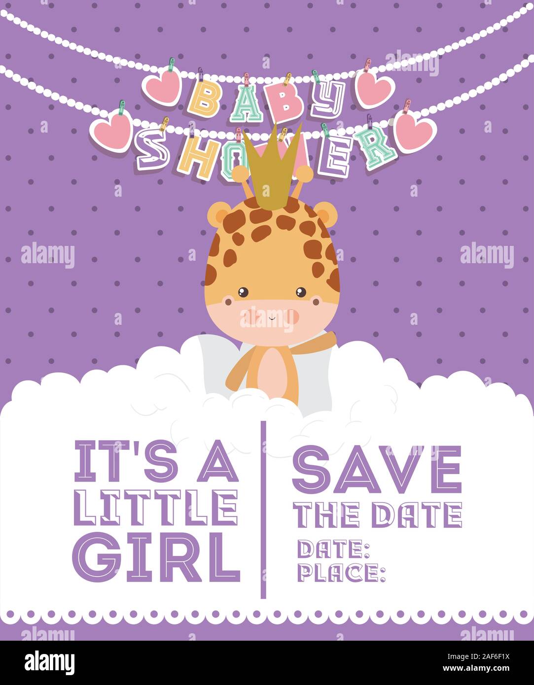 Baby shower invitation with giraffe cartoon vector design Stock Vector ...