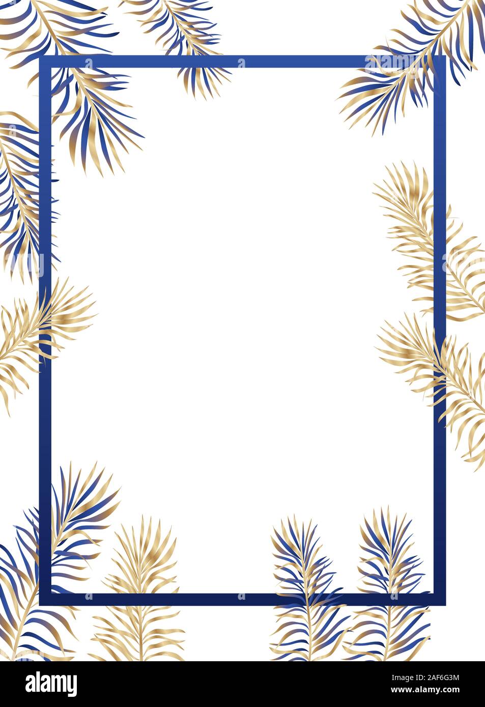 Isolated tropical blue and gold leaves vector design Stock Vector Image ...