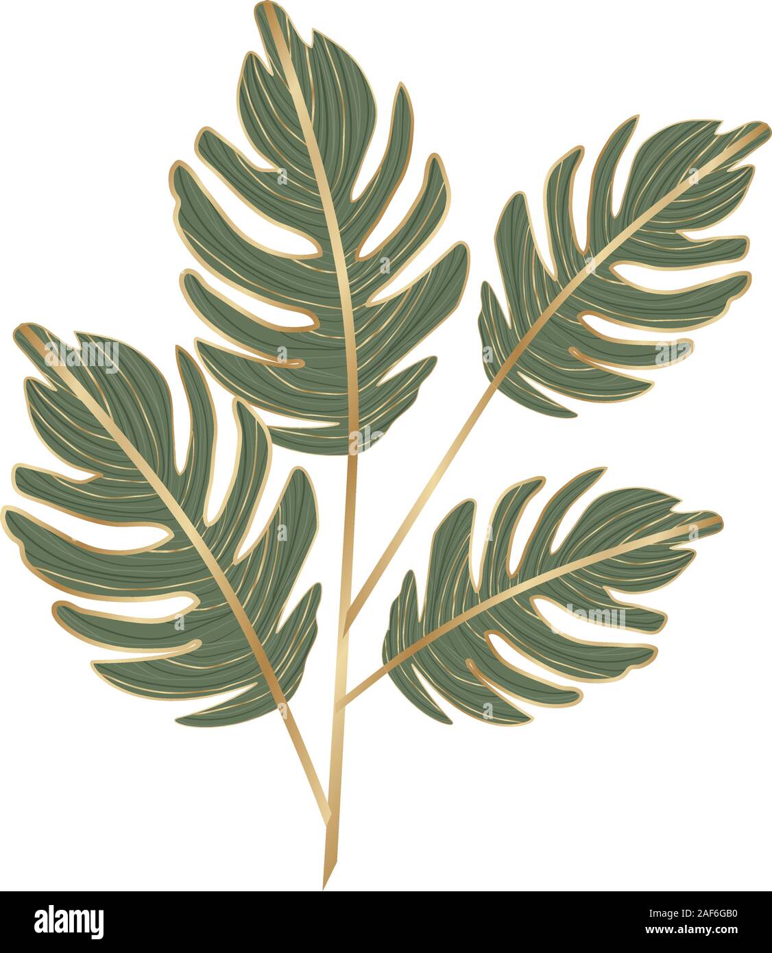 Isolated tropical green leaves vector design Stock Vector Image & Art ...