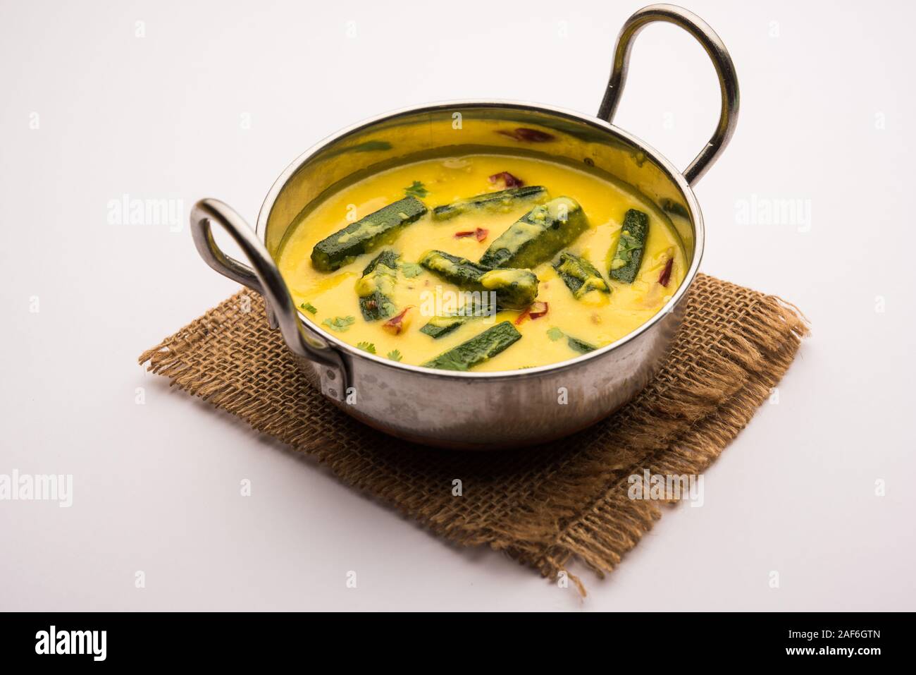 ladies finger or bhindi curry / okra masala gravy. selective focus
