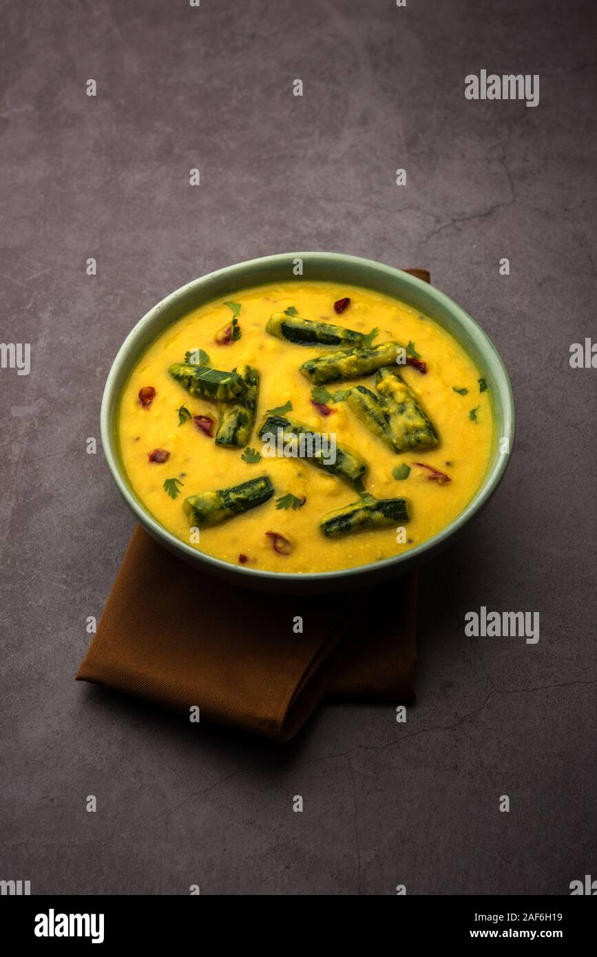 ladies finger or bhindi curry / okra masala gravy. selective focus