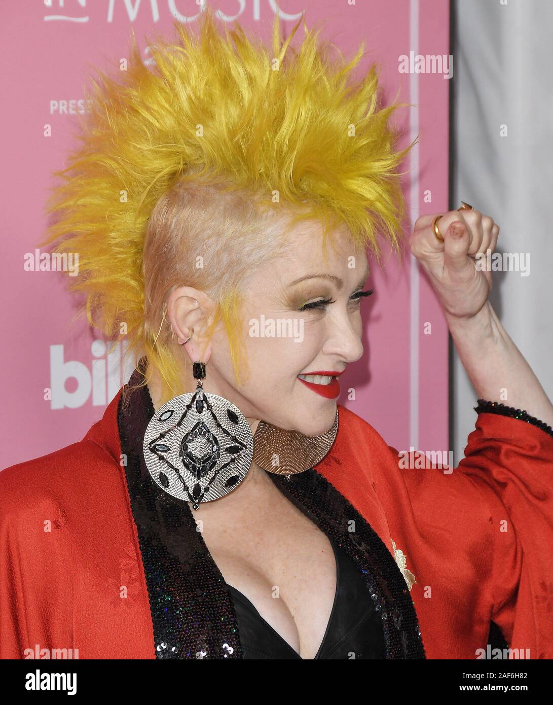 Cyndi Lauper arrives at the 2019 Billboard Women in Music held at the Hollywood Palladium in Los Angeles, CA on Thursday, ?December 12, 2019.  (Photo By Sthanlee B. Mirador/Sipa USA) Stock Photo