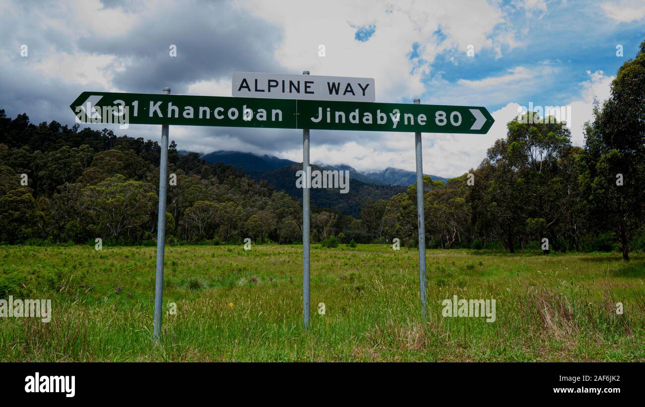 Alpine Way, scenic highway between Khancoban and Jindabyne, Kosciuszko National Park, New South Wales, Australia Stock Photo