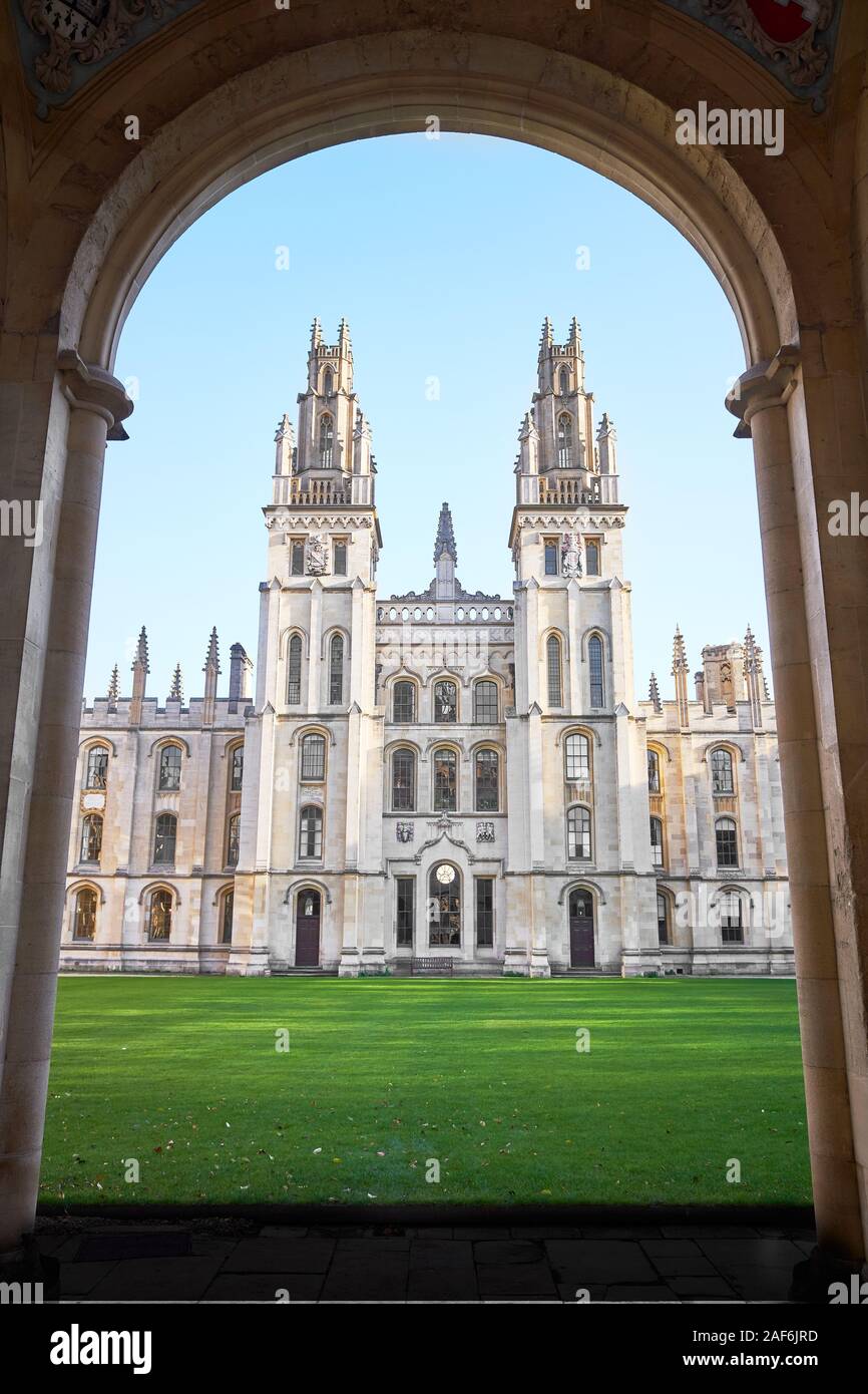 Hawksmoor towers at All Souls college, university of Oxford, England
