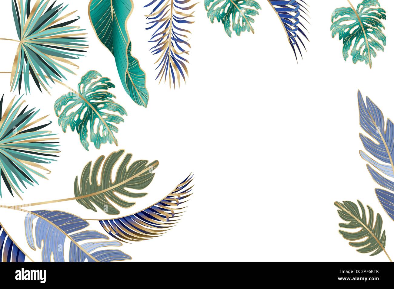 Isolated tropical green and blue leaves vector design Stock Vector ...