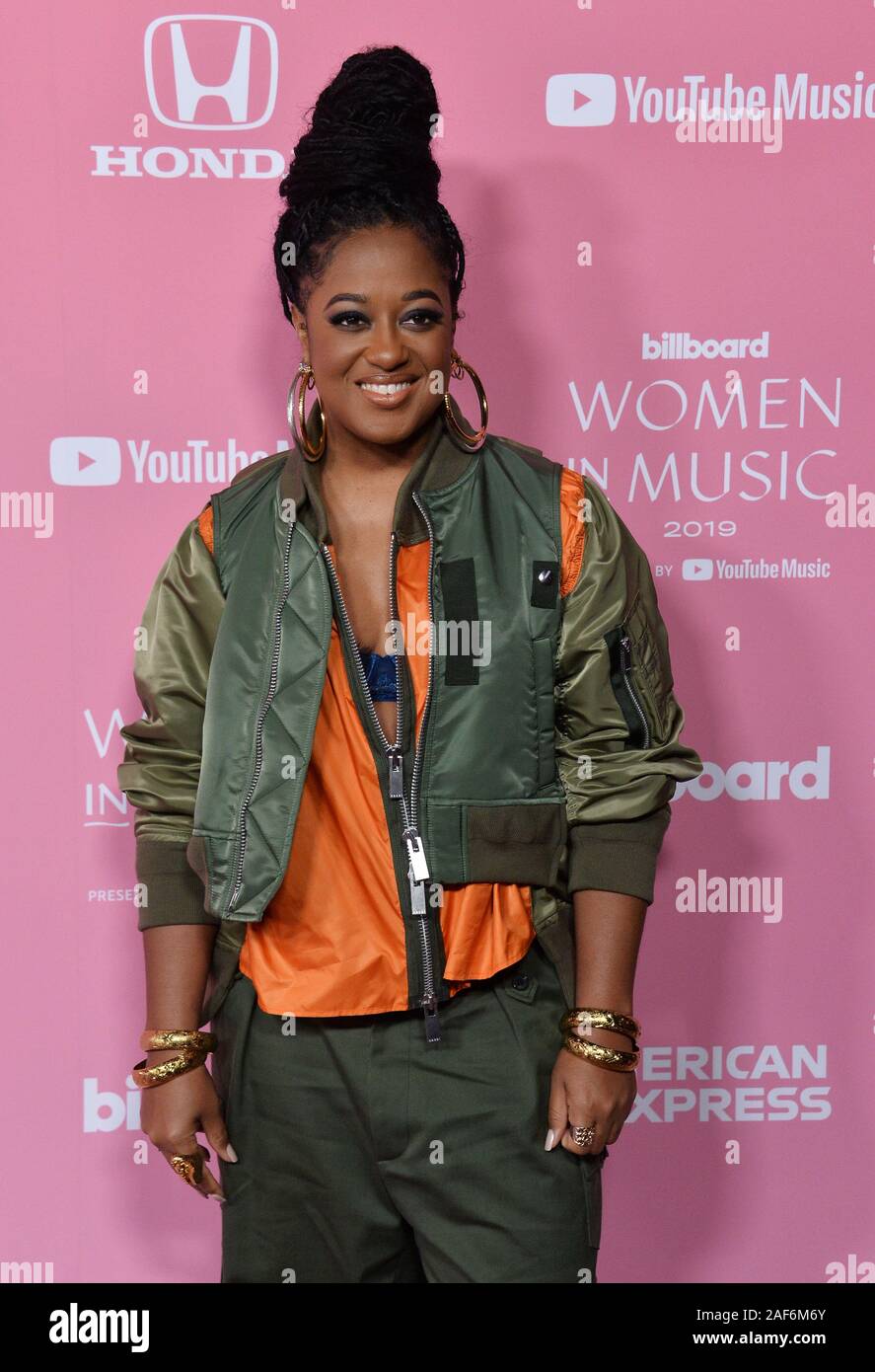 Los Angeles, United States. 13th Dec, 2019. Rapper Rapsody arrives for the 14th annual Billboard Women in Music event at the Hollywood Palladium in Los Angeles on Thursday, December 12, 2019. Taylor Swift became the first-ever recipient of Billboard's Woman of the Decade Award. Alanis Morissette, Nicki Minaj, Brandi Carlile and Roc Nation chief operating officer Desiree Perez were also honored at the gathering. Photo by Jim Ruymen/UPI Credit: UPI/Alamy Live News Stock Photo