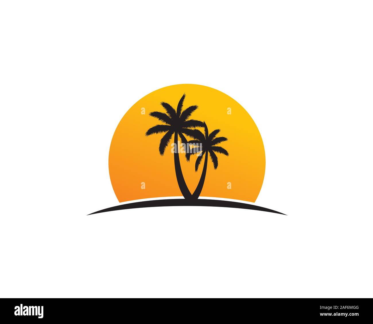 palm trees silhouette with sunset background Stock Vector