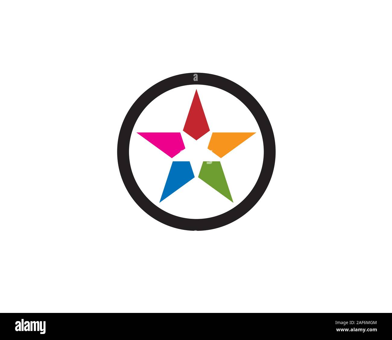 colorful star with small negative space star inside Stock Vector