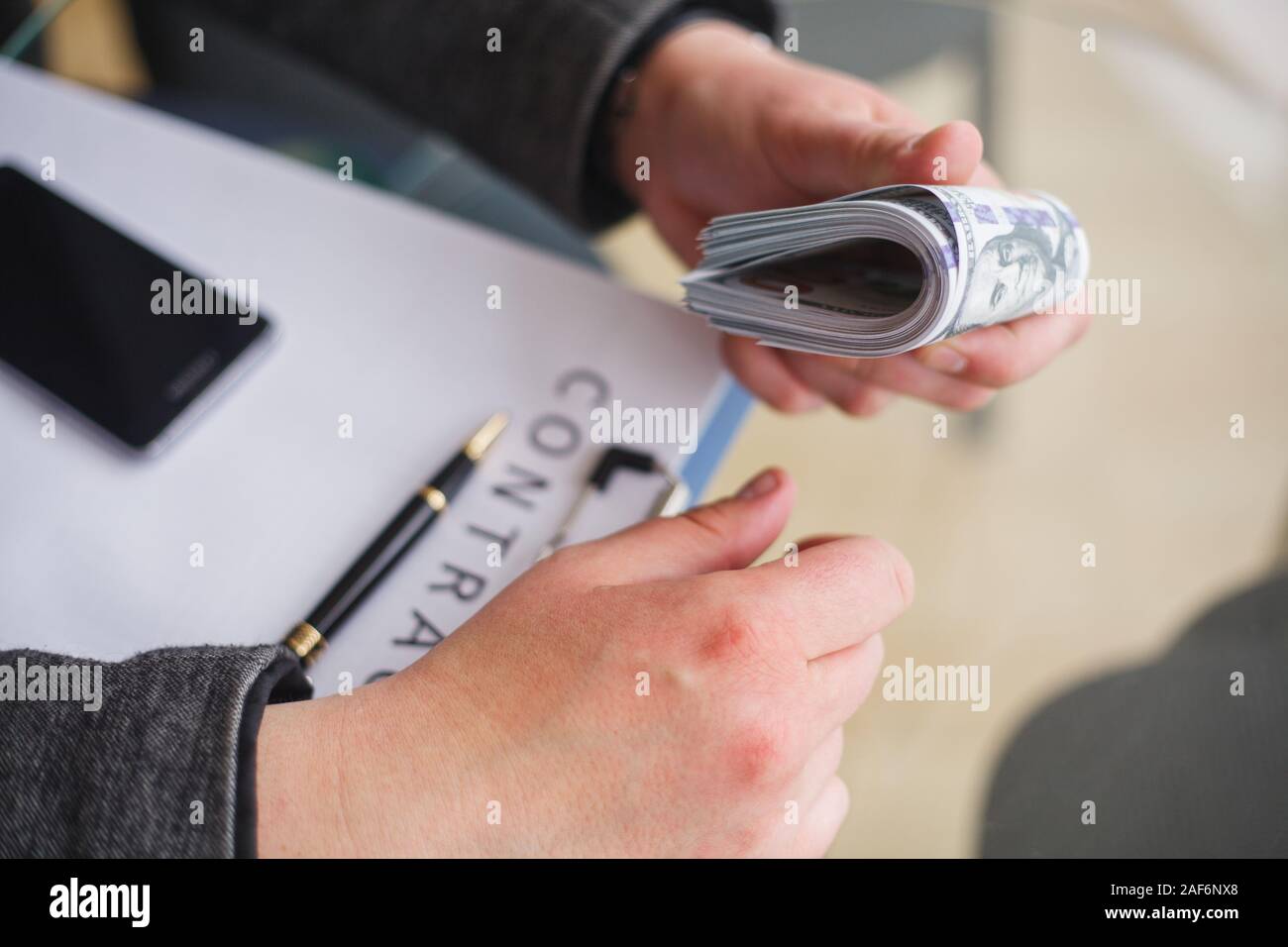 Bribery concept. Corruption Corporate Business Espionage Illegal Concept Stock Photo
