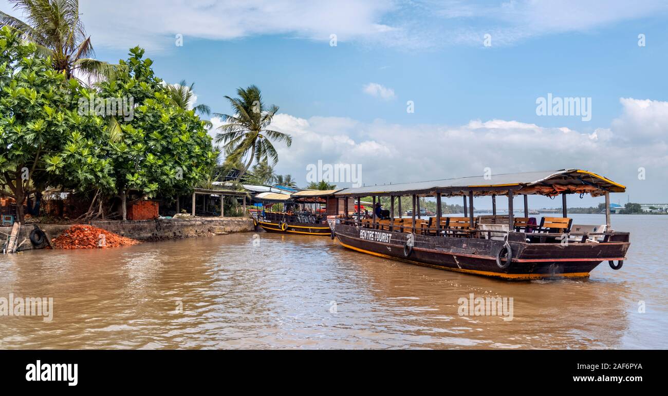 Colourful tour boats Mekong Delta, Vietnam Stock Photo - Alamy