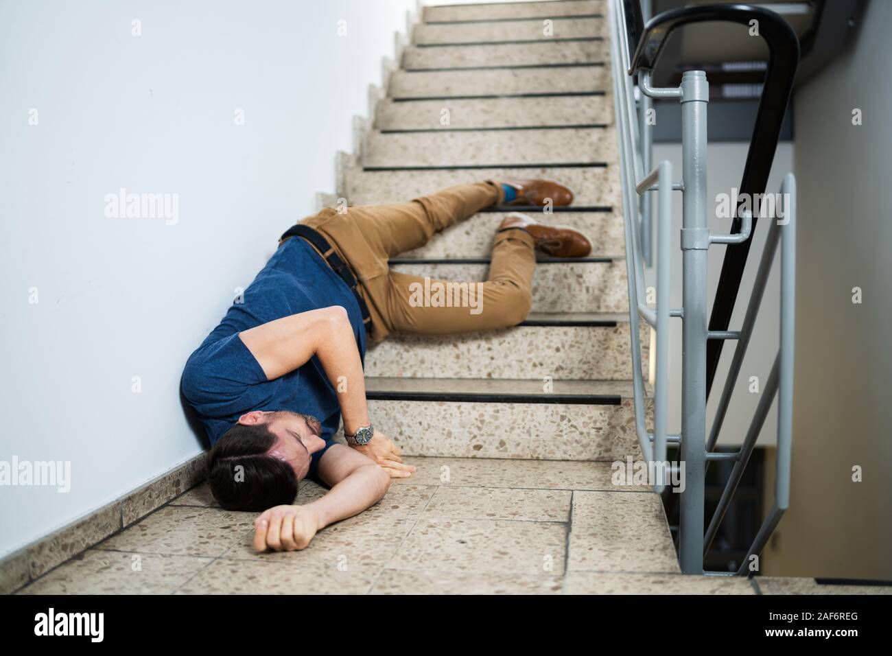 Man On Stair Near To Fall Down Stock Photo, Picture and Royalty Free Image.  Image 17541996.