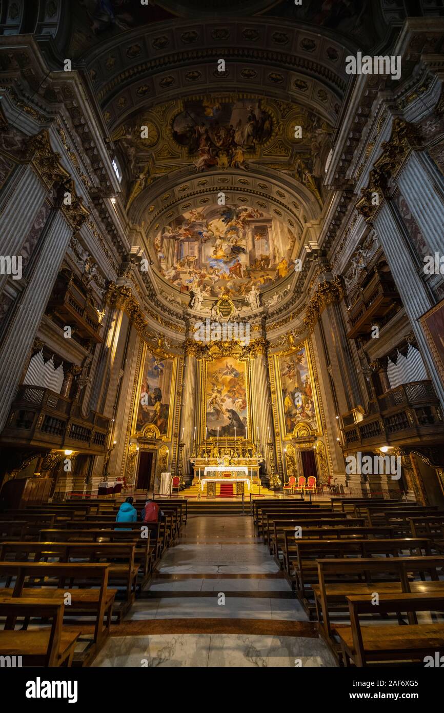 The dome in the Church of the Jesus in Rome, Italy. November-15-2019 ...