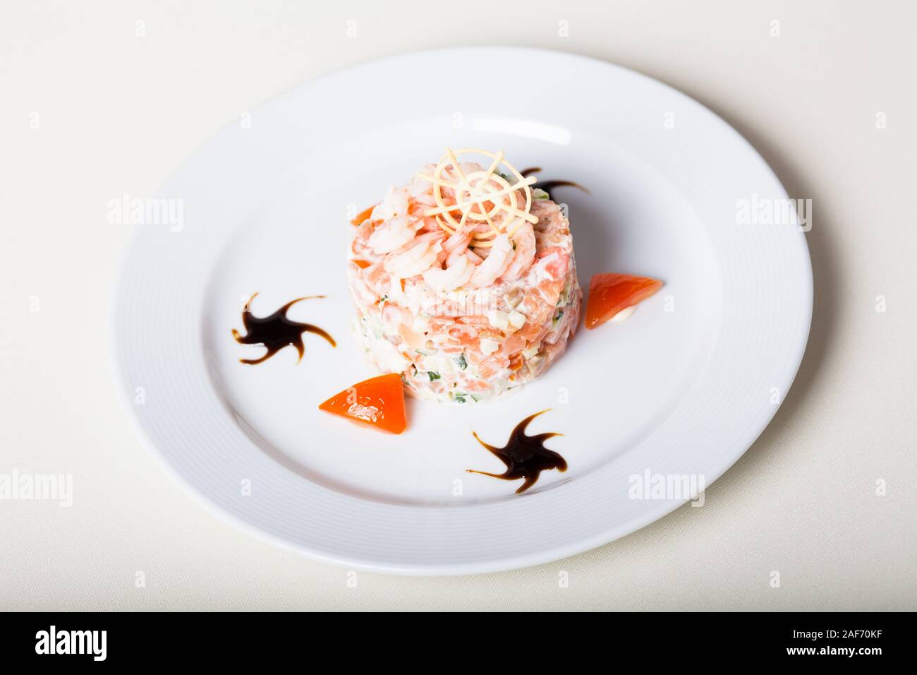 Seafood salad with mayonnaise dressing Stock Photo Alamy