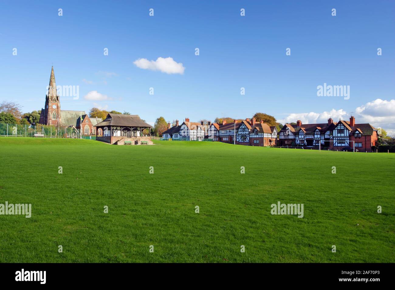 A summer view of the Wirral village Thornton Hough. Stock Photo