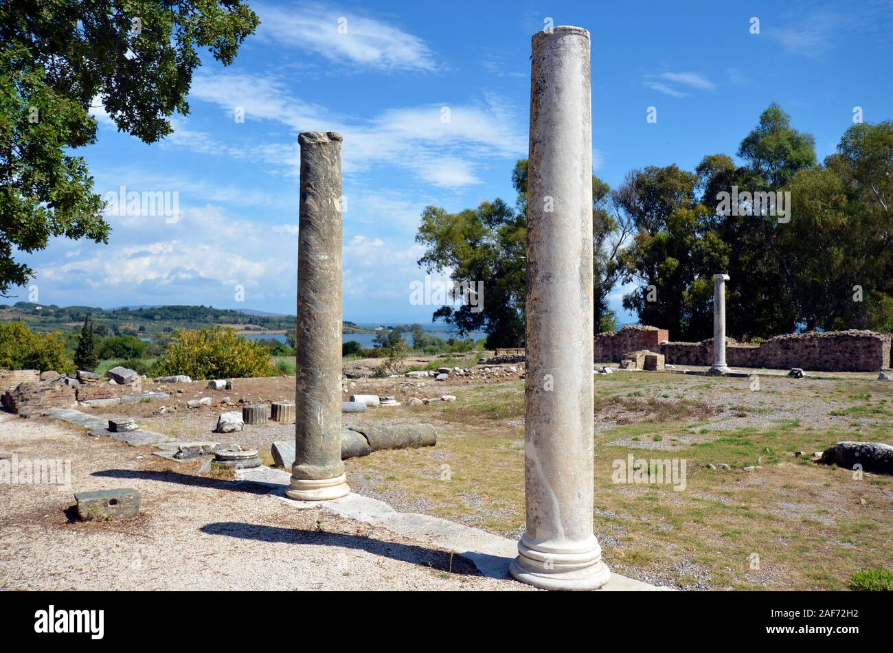 Greece, Epirus, ancient site of Nikopolis near Preveza with Ambracian Gulf in background Stock Photo
