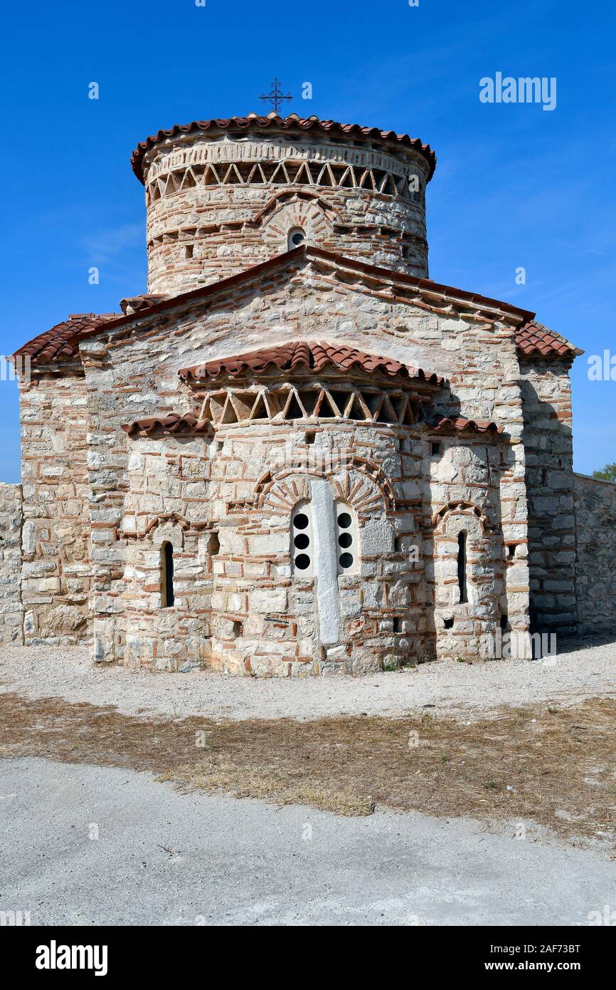 Greece, Epirus, Byzantine church Panagia Koronisia in Koronissia village situated in Ambracian Gulf Stock Photo