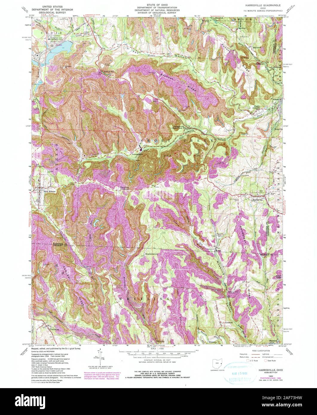 USGS TOPO Map Ohio OH Harrisville 225311 1960 24000 Restoration Stock Photo