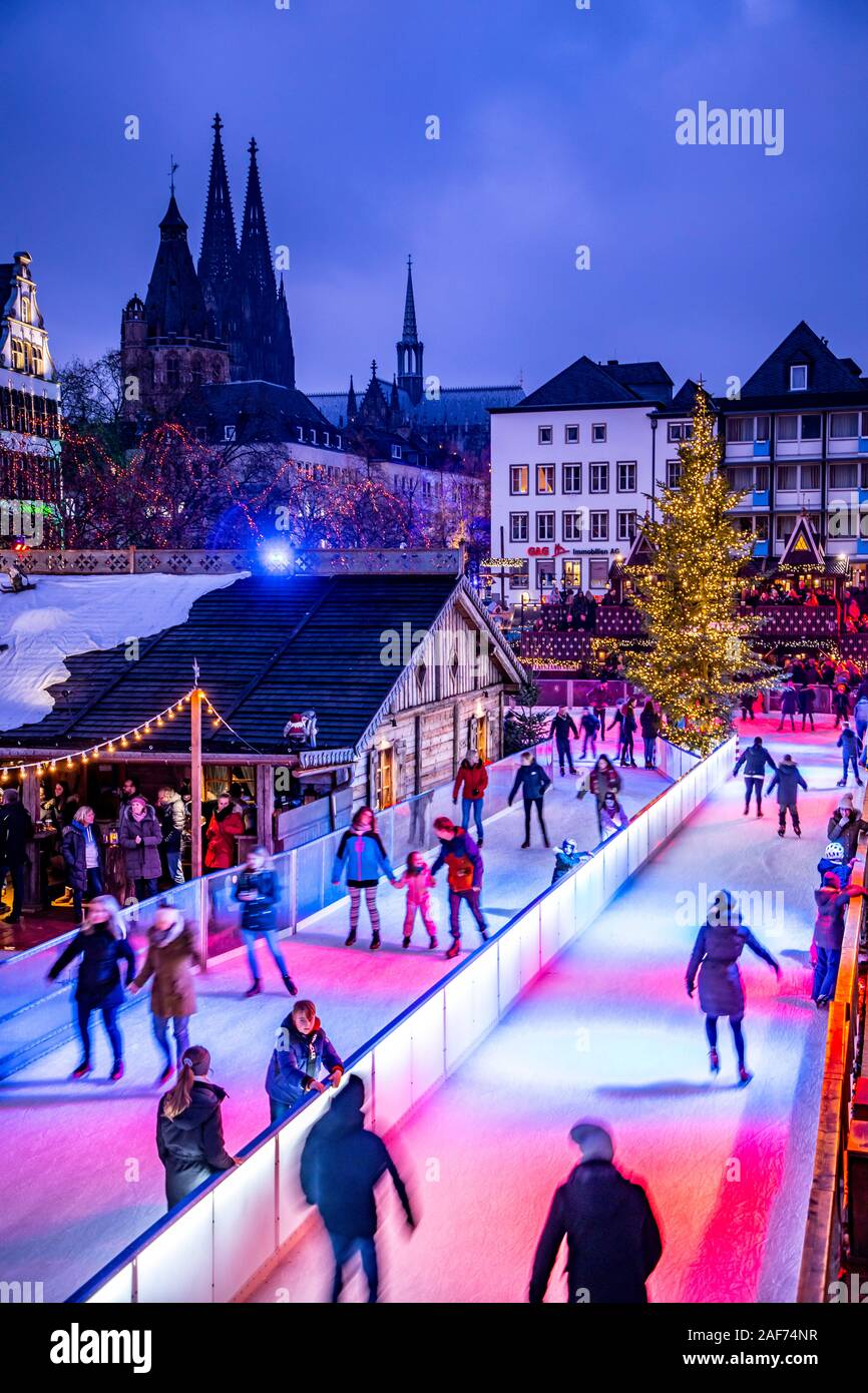 Cologne Christmas Market On The Heumarkt Ice Rink Stock Photo Alamy