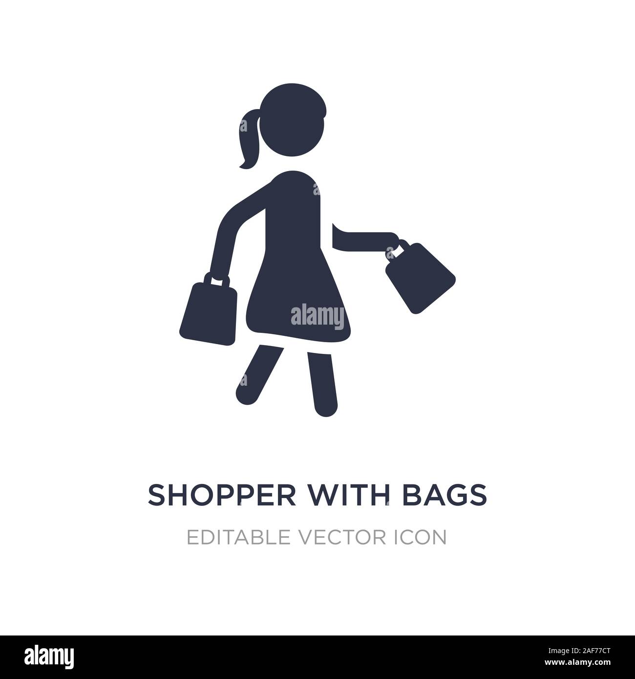shopper with bags icon on white background. Simple element illustration ...