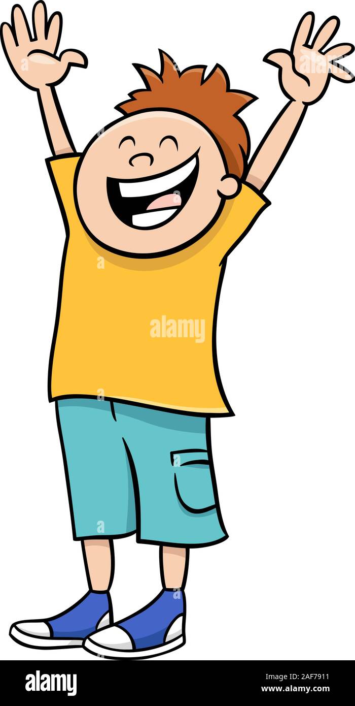 Cartoon Illustration of Elementary or Teen Age Happy Boy Character ...