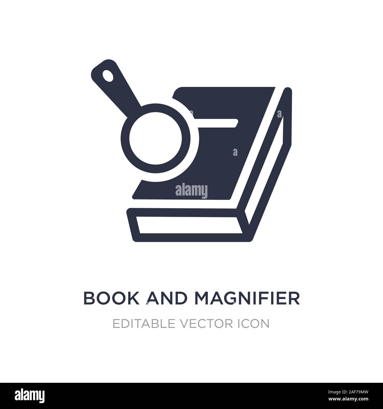 book and magnifier icon on white background. Simple element illustration from Education concept. book and magnifier icon symbol design. Stock Vector