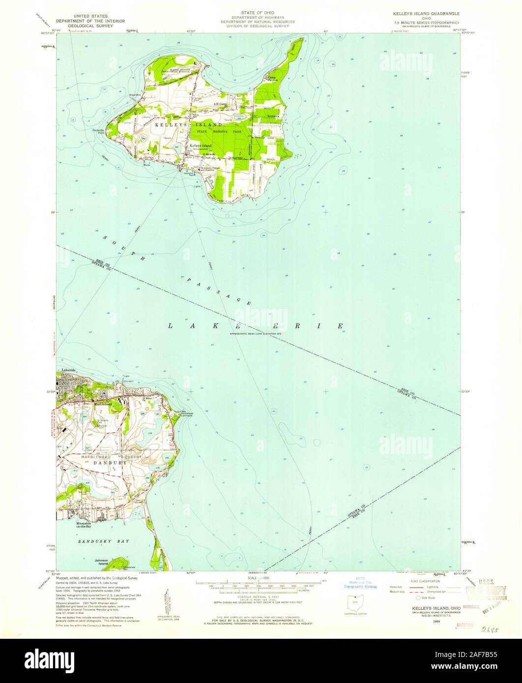 USGS TOPO Map Ohio OH Kelleys Island 225464 1959 24000 Restoration