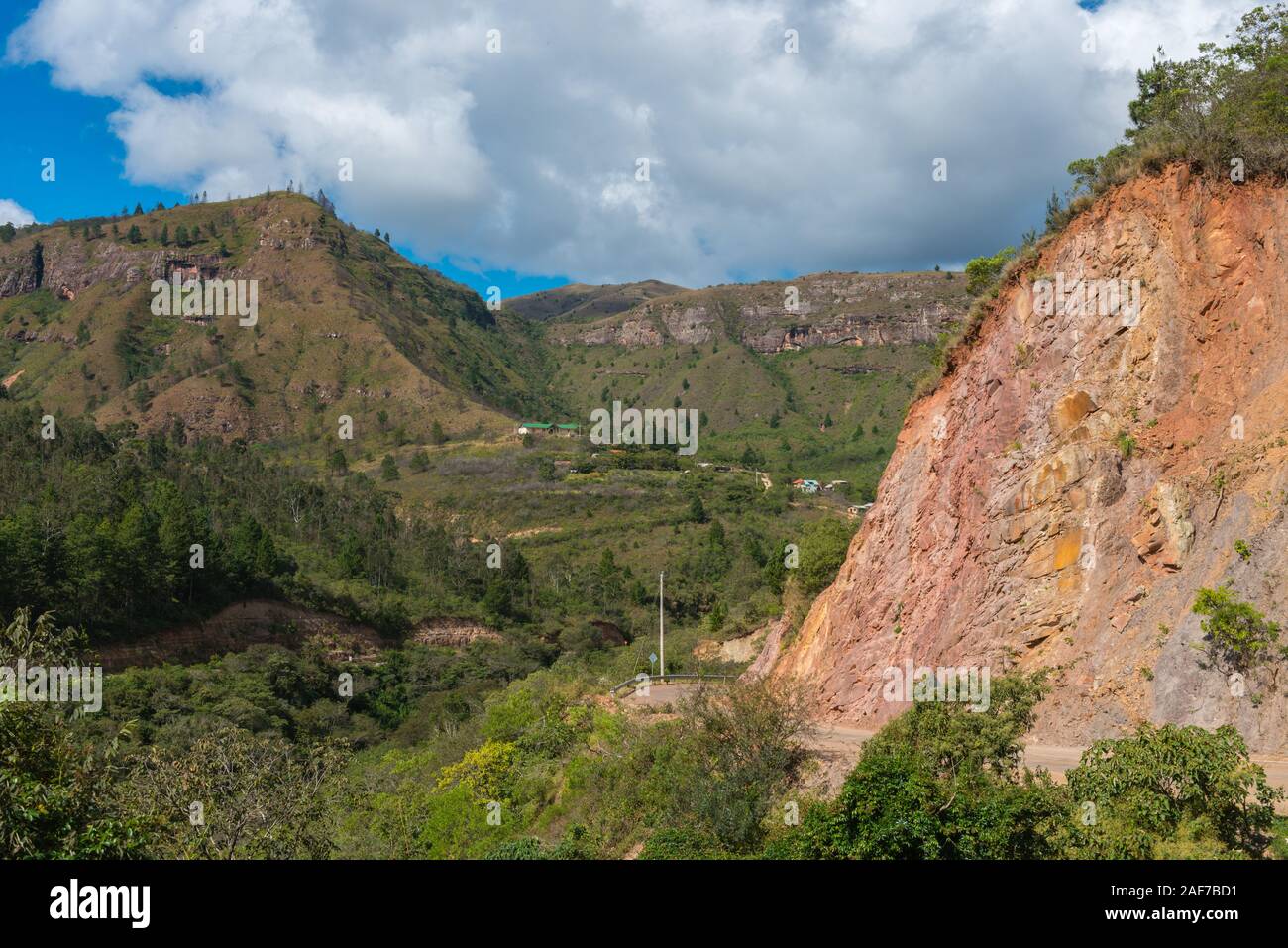 Hilly landscape around historical El Fuerte, Samaipata, Department Santa Cruz, Bolivia, Latin America Stock Photo