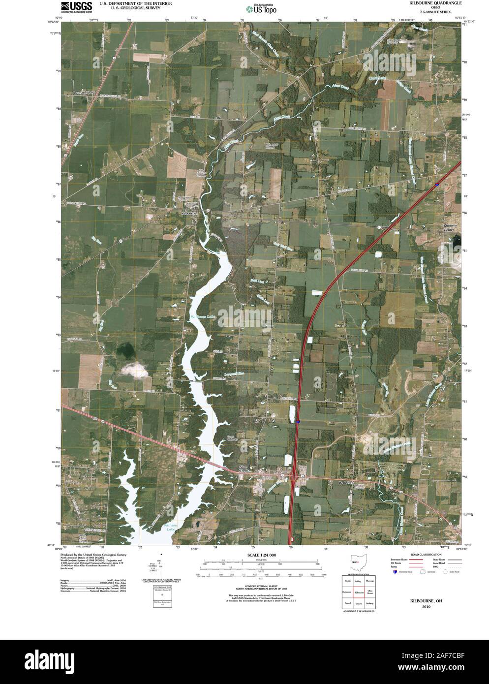 USGS TOPO Map Ohio OH Kilbourne 20100809 TM Restoration Stock Photo