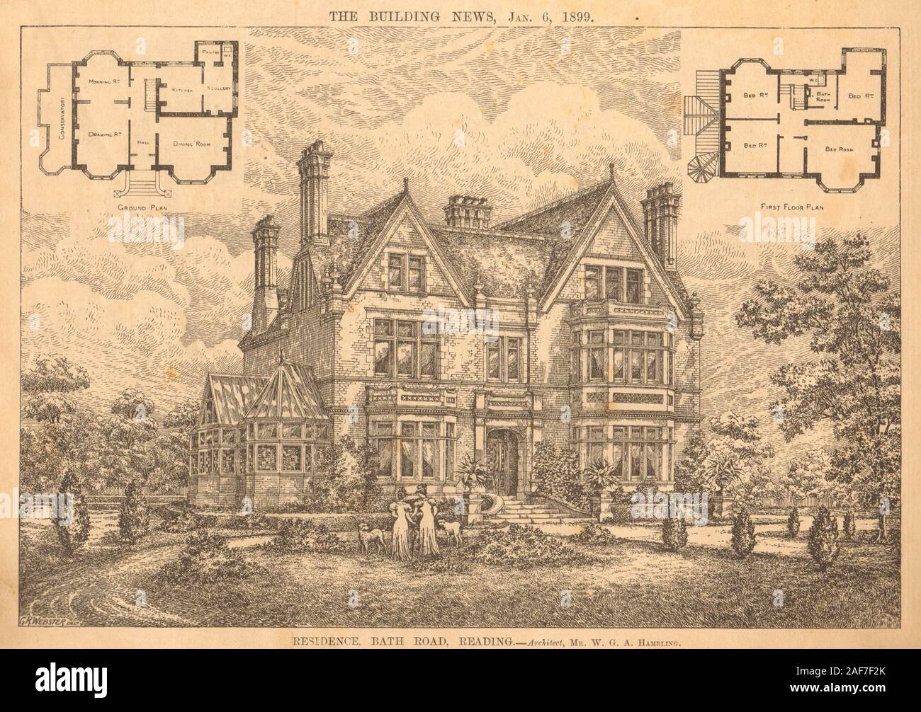 Residence, Bath Road, Reading - Architect, W.G.A. Hambling. Plan 1899 ...