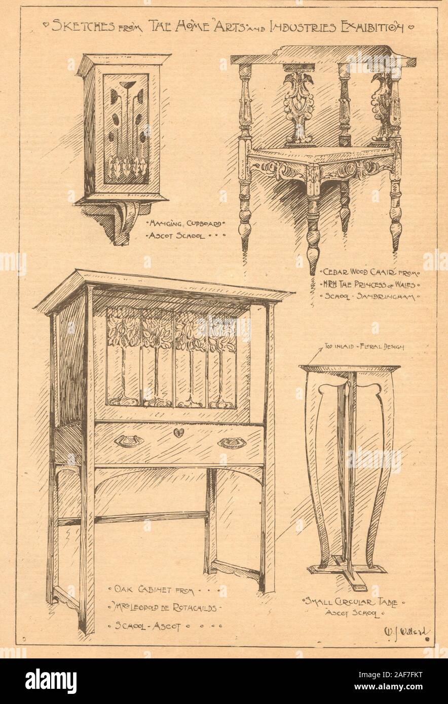 Furniture. Princess of Wales school, Sandringham. Rothchild's School, Ascot 1900 Stock Photo