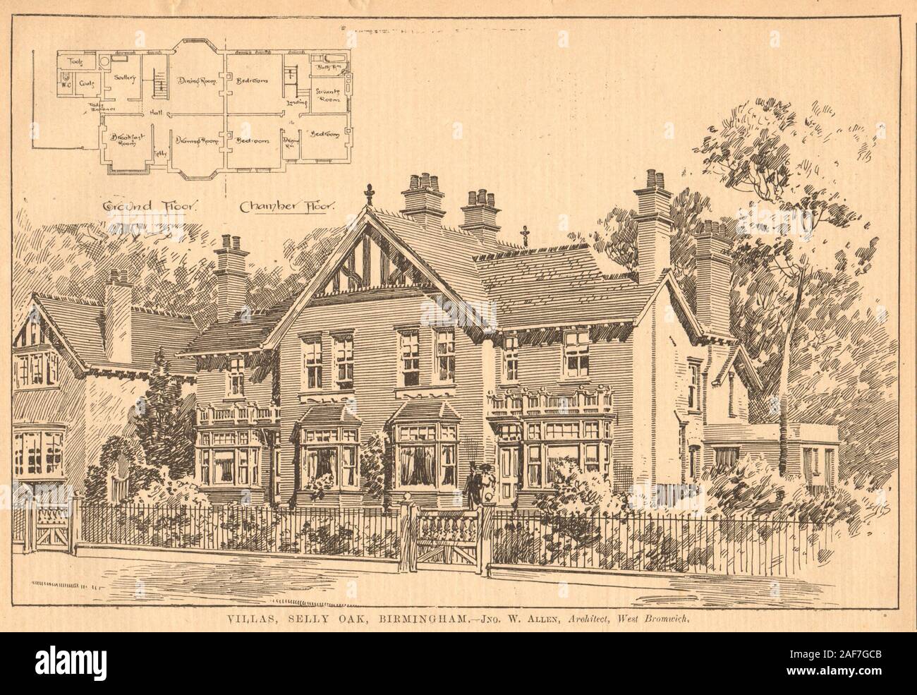Villas, Selly Oak, Birmingham - Jno. W. Allen, Architect, West Bromwich 1903 Stock Photo