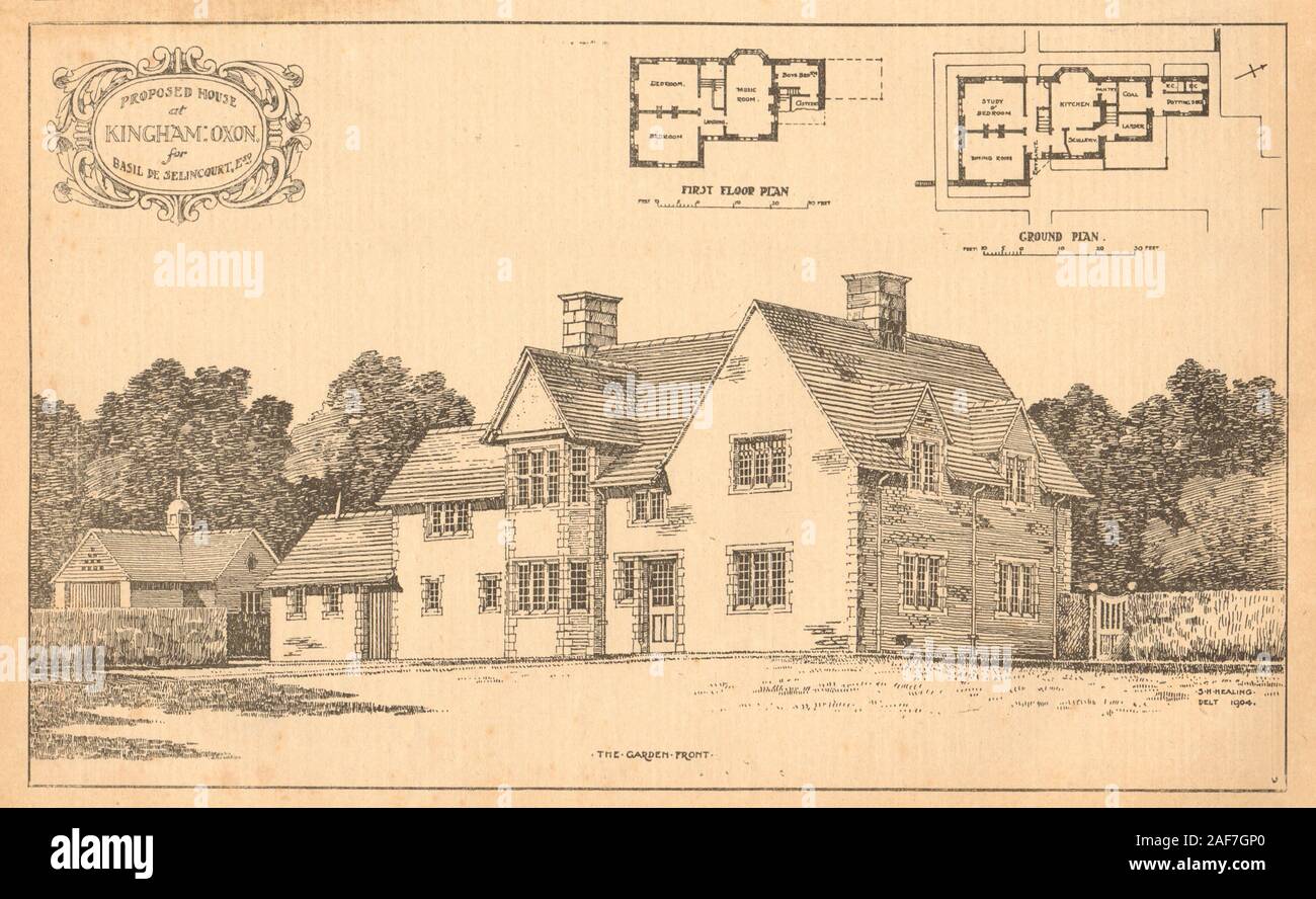 Far End, Kingham, Oxfordshire. Built for Basil de Selincourt. Garden front 1904 Stock Photo