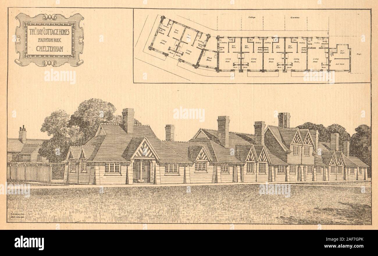 The Hay cottage homes, Naunton Park, Cheltenham. Gloucestershire 1904 print Stock Photo