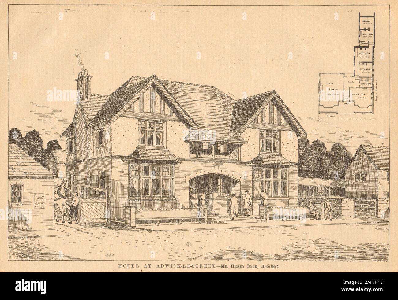 Hotel at AdwickleStreet. Beck, Architect. Forester's Arms pub. Doncaster 1905 Stock Photo Alamy
