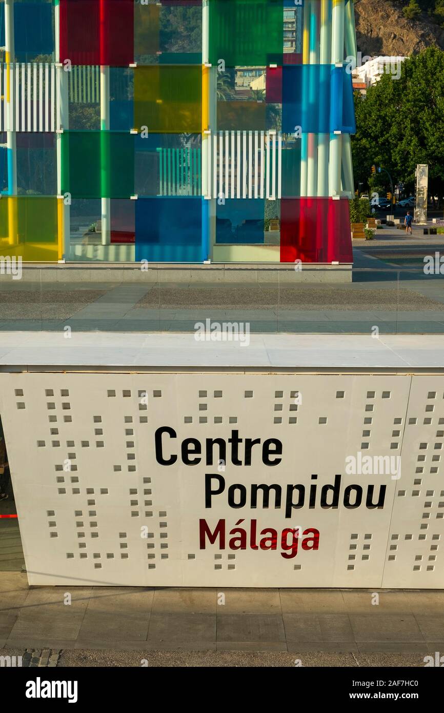 The Pompidou Art Centre, Muelle Uno, Malaga Port, Costa del Sol, Spain. The 'Cube', opened March 28th, 2015 Stock Photo