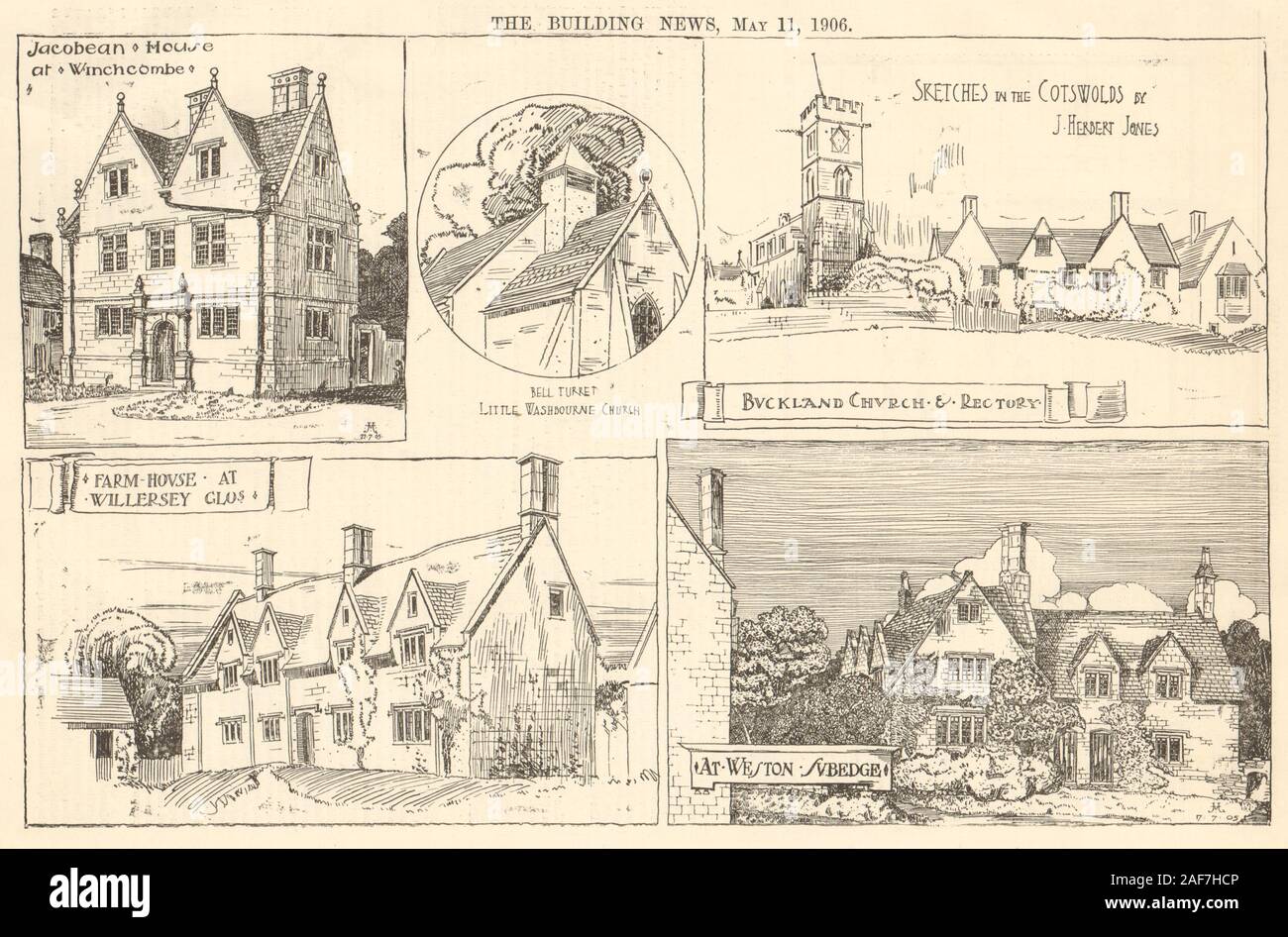 Cotswolds. Winchcombe Little Washbourne Buckland Willersey Weston Subedge 1906 Stock Photo