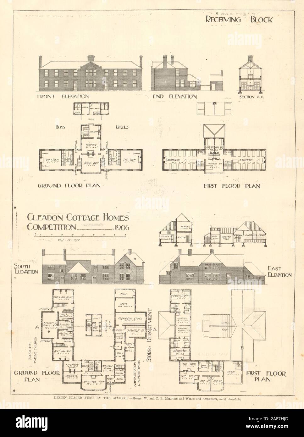 Cleadon Cottage Homes Sunderland Durham. Milburn Wills Anderson Architects 1907 Stock Photo