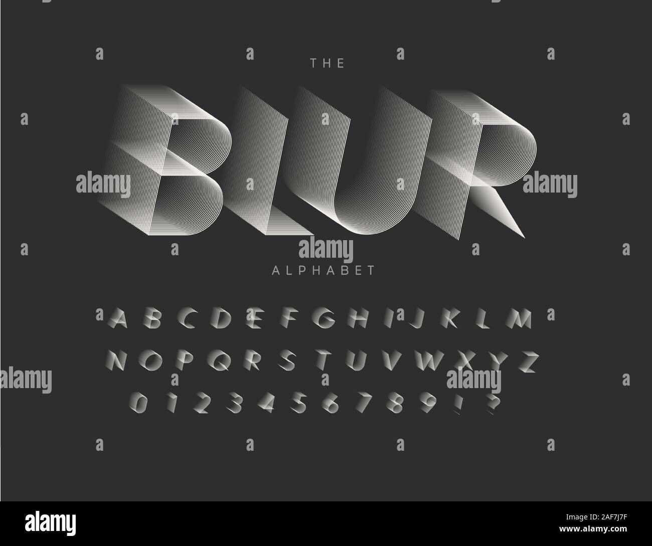 Line Blurring Letters Numbers And Signs Set Wind Style Alphabet