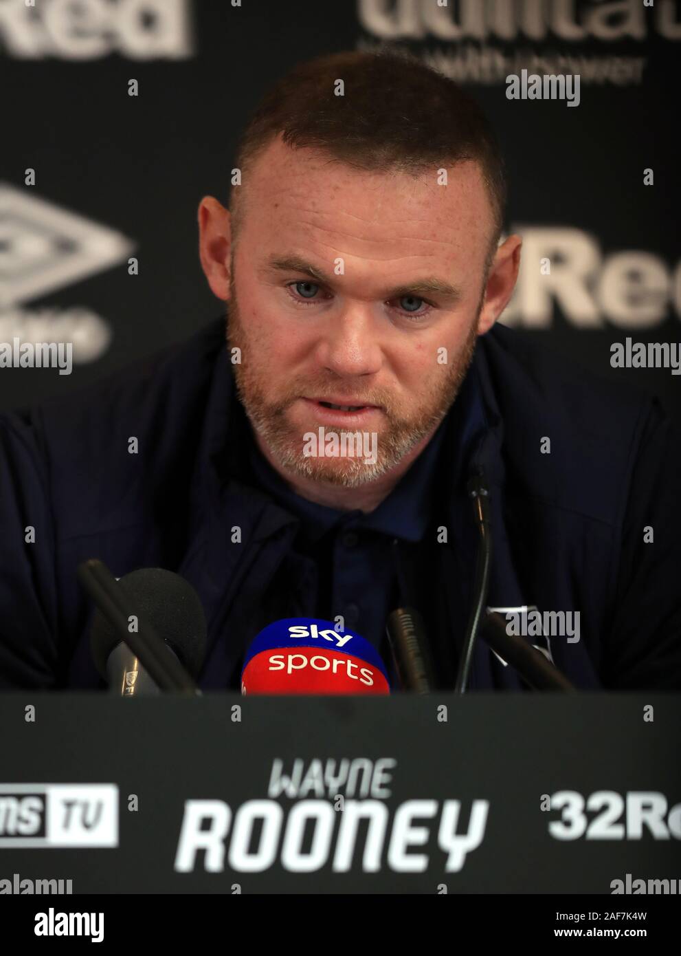 Derby County's Wayne Rooney during a press conference at Pride Park, Derby. Stock Photo