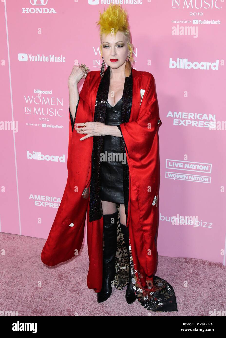 HOLLYWOOD, LOS ANGELES, CALIFORNIA, USA - DECEMBER 12: Singer Cyndi Lauper  arrives at the 2019 Billboard Women In Music Presented By YouTube Music  held at the Hollywood Palladium on December 12, 2019