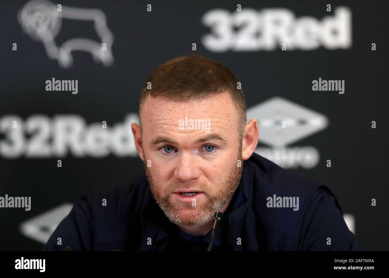 Derby County's Wayne Rooney during a press conference at Pride Park, Derby. Stock Photo