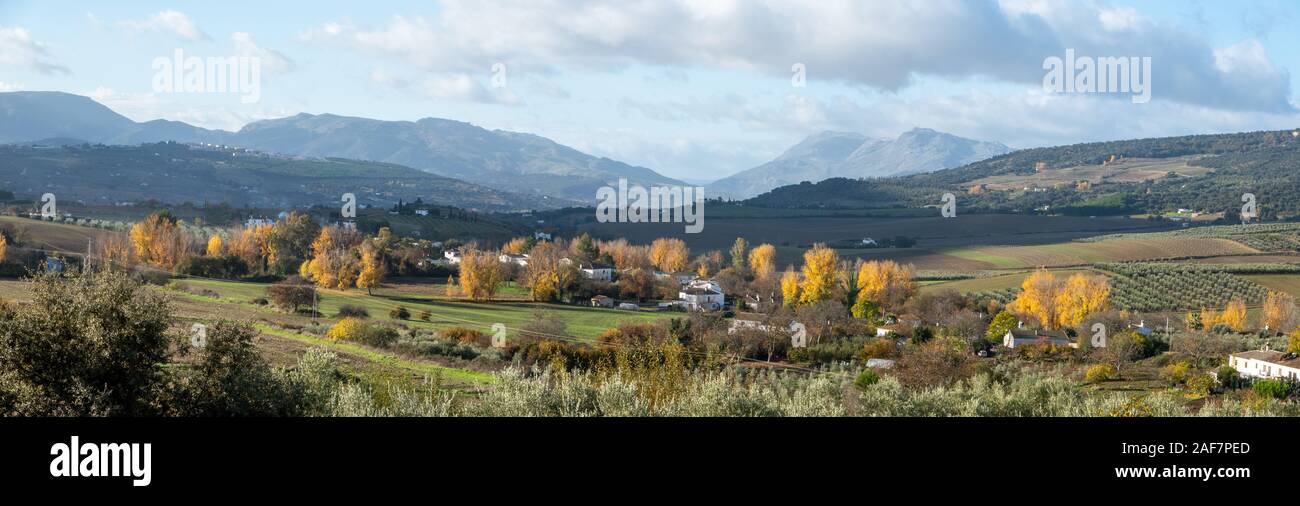 Spain, Andalusia, view from Travesia towards the Sierra Grazalema Stock Photo