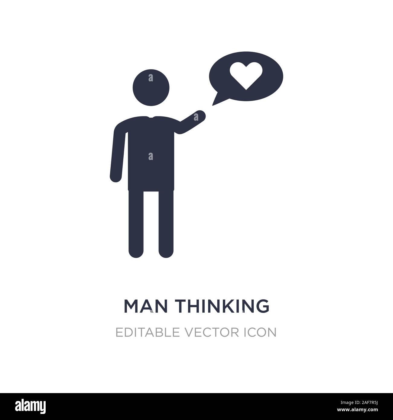 man thinking about love icon on white background. Simple element illustration from People concept. man thinking about love icon symbol design. Stock Vector