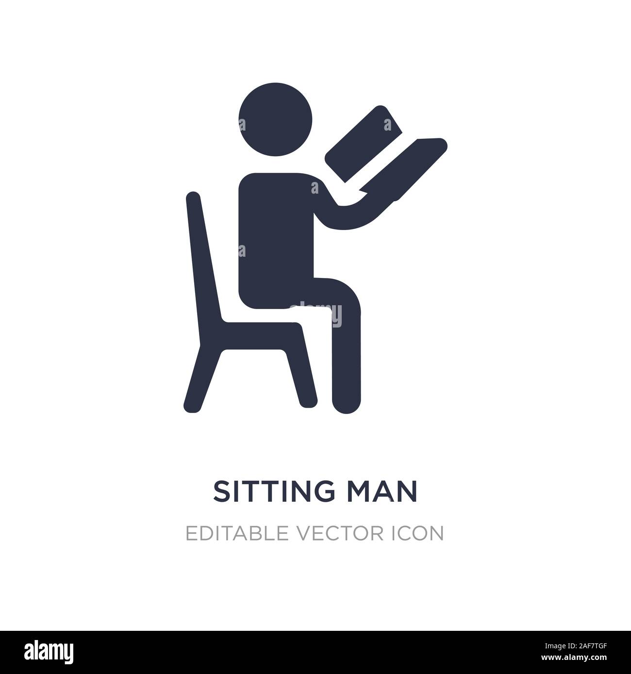 sitting man reading icon on white background. Simple element