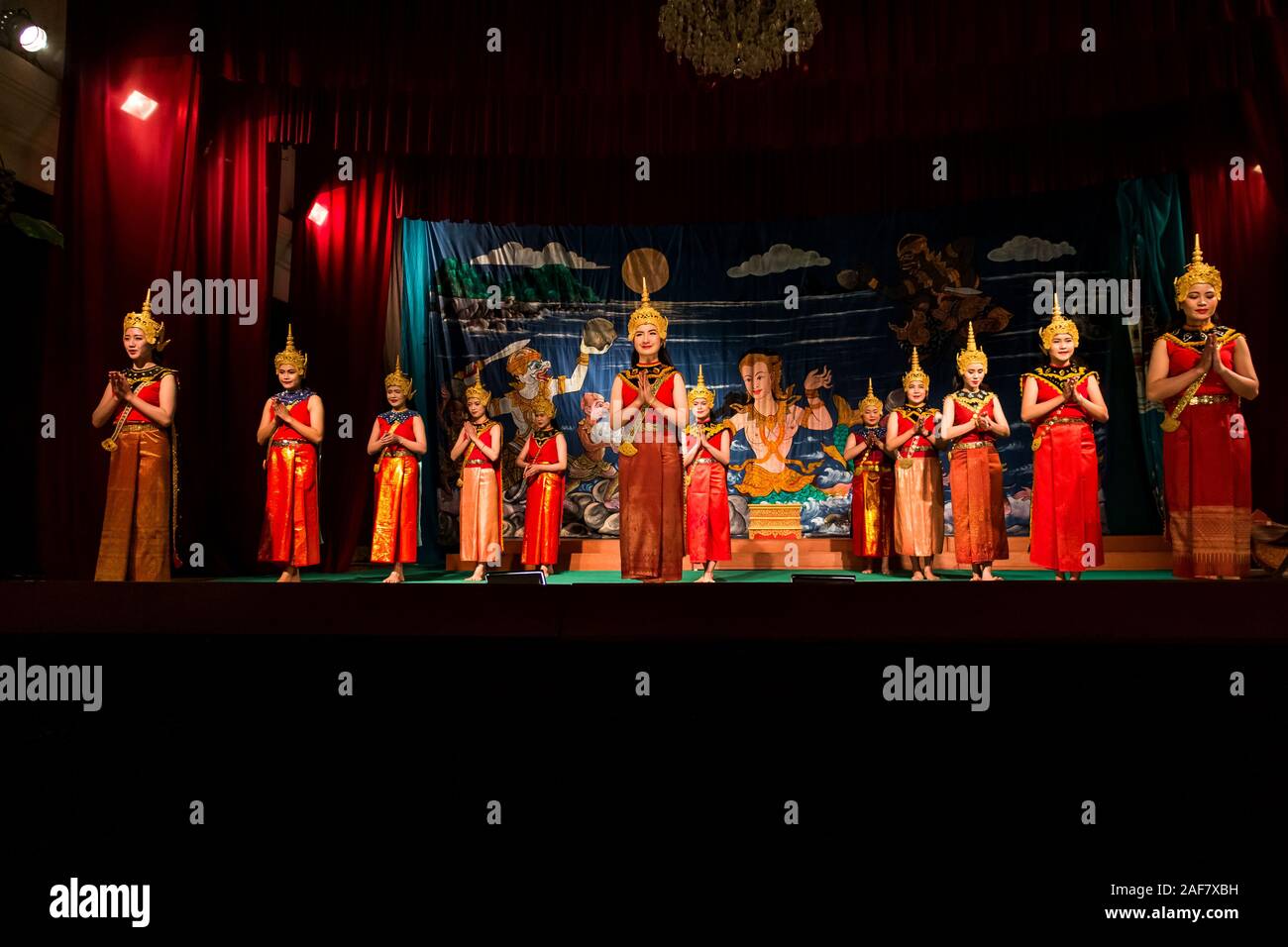 Lao Ramayana performance at the Royal Theature in Luang Prabang, Laos Stock Photo