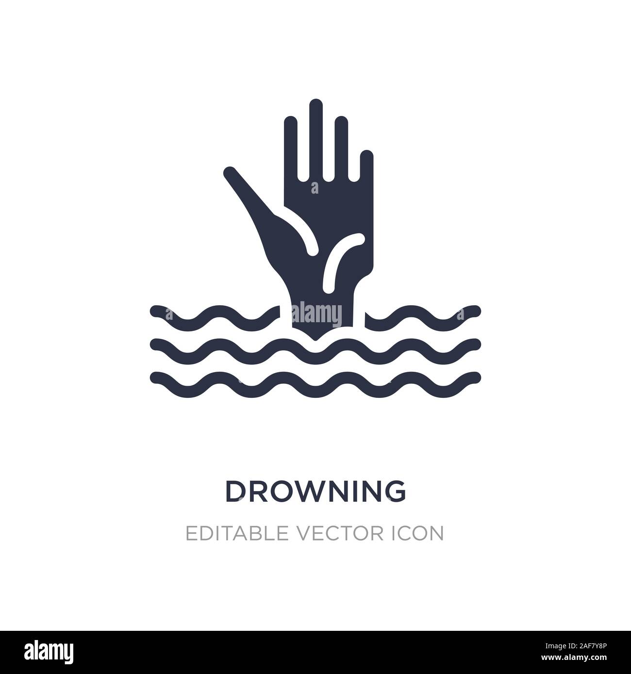 drowning icon on white background. Simple element illustration from Security concept. drowning icon symbol design. Stock Vector